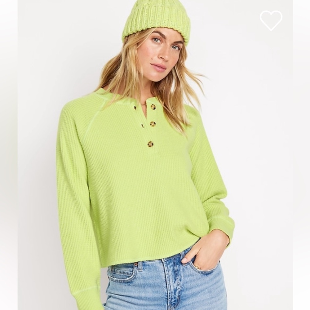 Old Navy Plush Waffle Knit Henley, Citrine